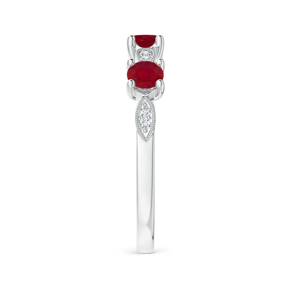 3.5mm AA Ruby & Diamond Marquise and Dot Ring in White Gold side 299
