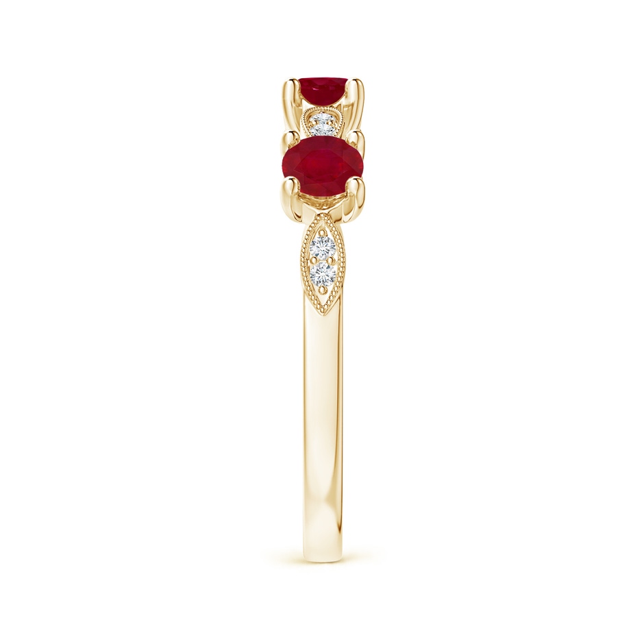 3.5mm AA Ruby & Diamond Marquise and Dot Ring in Yellow Gold side 299