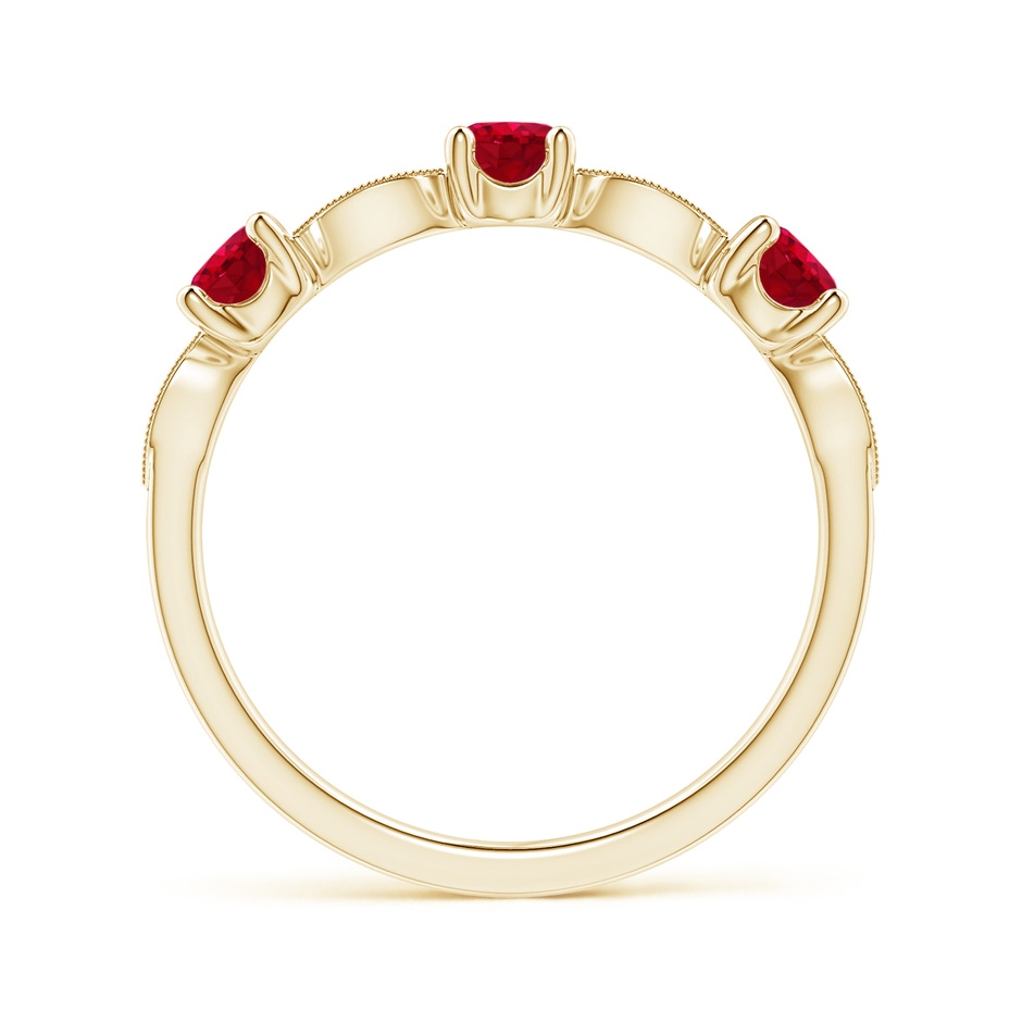 3.5mm AAA Ruby & Diamond Marquise and Dot Ring in 18K Yellow Gold side 199