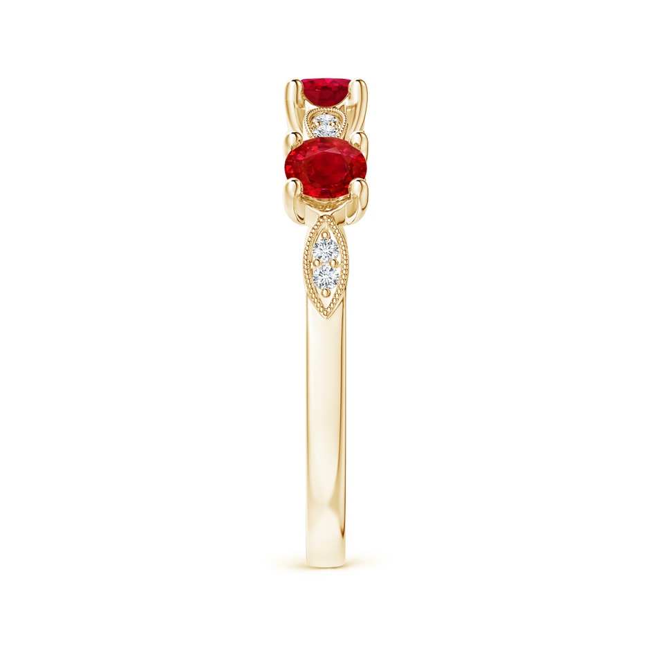 3.5mm AAA Ruby & Diamond Marquise and Dot Ring in Yellow Gold side 299