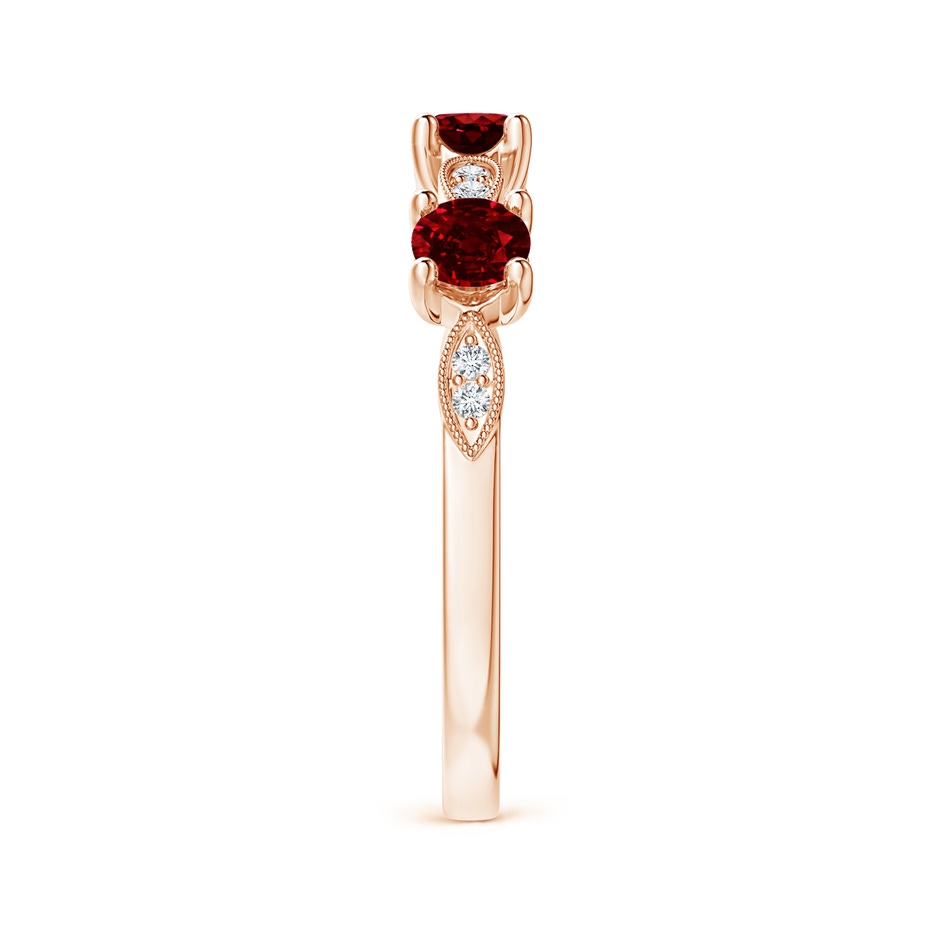 3.5mm AAAA Ruby & Diamond Marquise and Dot Ring in 18K Rose Gold side 299