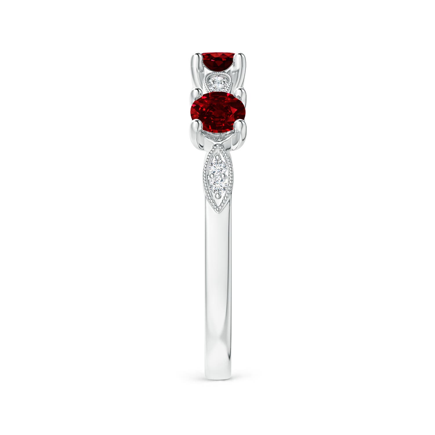 3.5mm AAAA Ruby & Diamond Marquise and Dot Ring in 18CT White Gold - side 5
