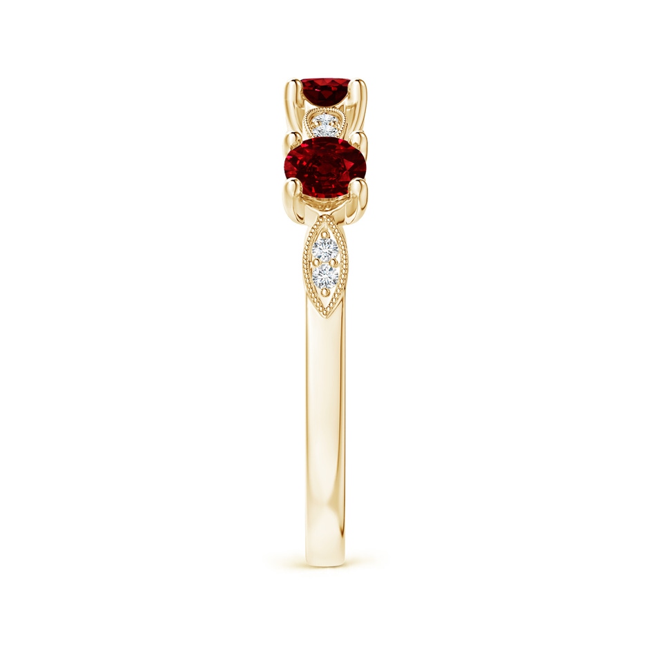 3.5mm AAAA Ruby & Diamond Marquise and Dot Ring in 18K Yellow Gold side 299