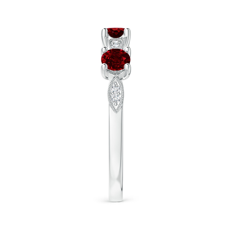 3.5mm AAAA Ruby & Diamond Marquise and Dot Ring in S999 Silver side 299