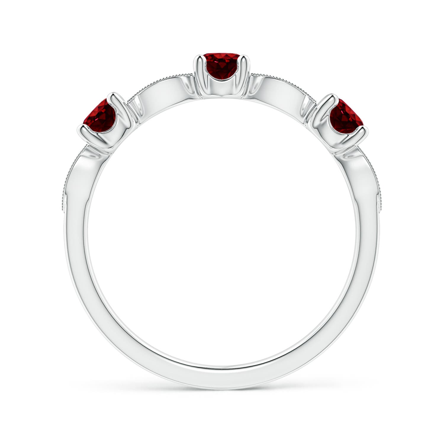 3.5mm AAAA Ruby & Diamond Marquise and Dot Ring in White Gold