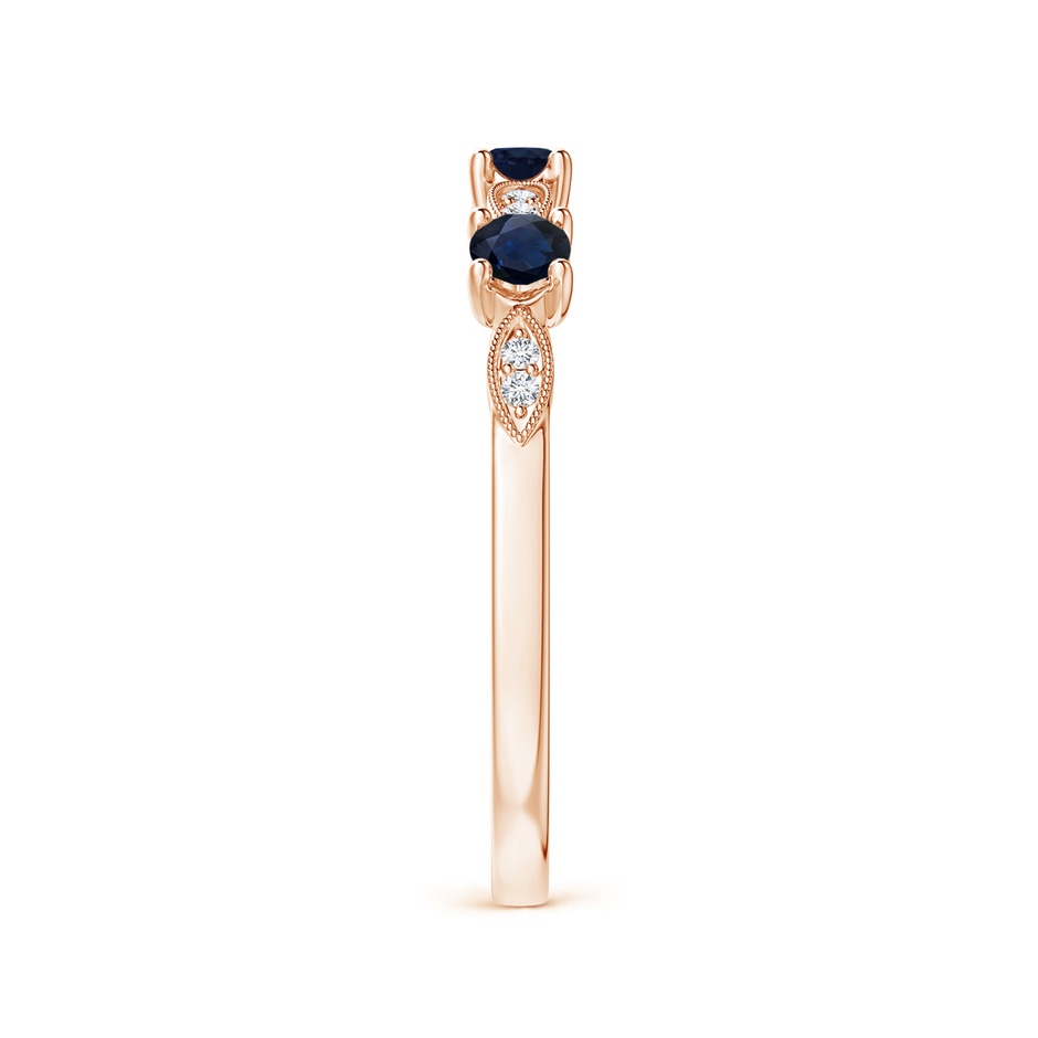 2.7mm A Blue Sapphire & Diamond Marquise and Dot Ring in Rose Gold side 299
