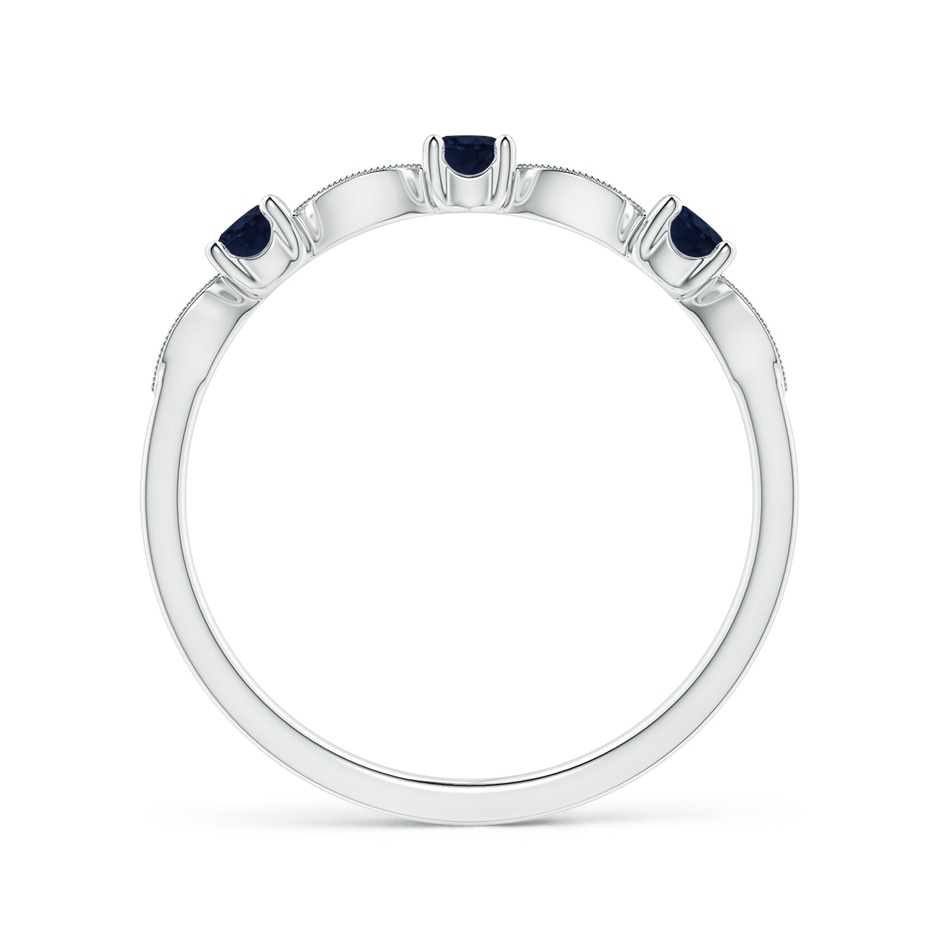 2.7mm A Blue Sapphire & Diamond Marquise and Dot Ring in S999 Silver side 199