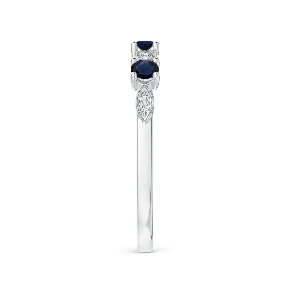 2.7mm A Blue Sapphire & Diamond Marquise and Dot Ring in S999 Silver side 299