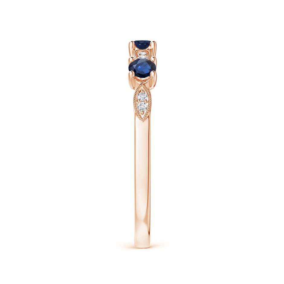 2.7mm AA Blue Sapphire & Diamond Marquise and Dot Ring in Rose Gold side 299