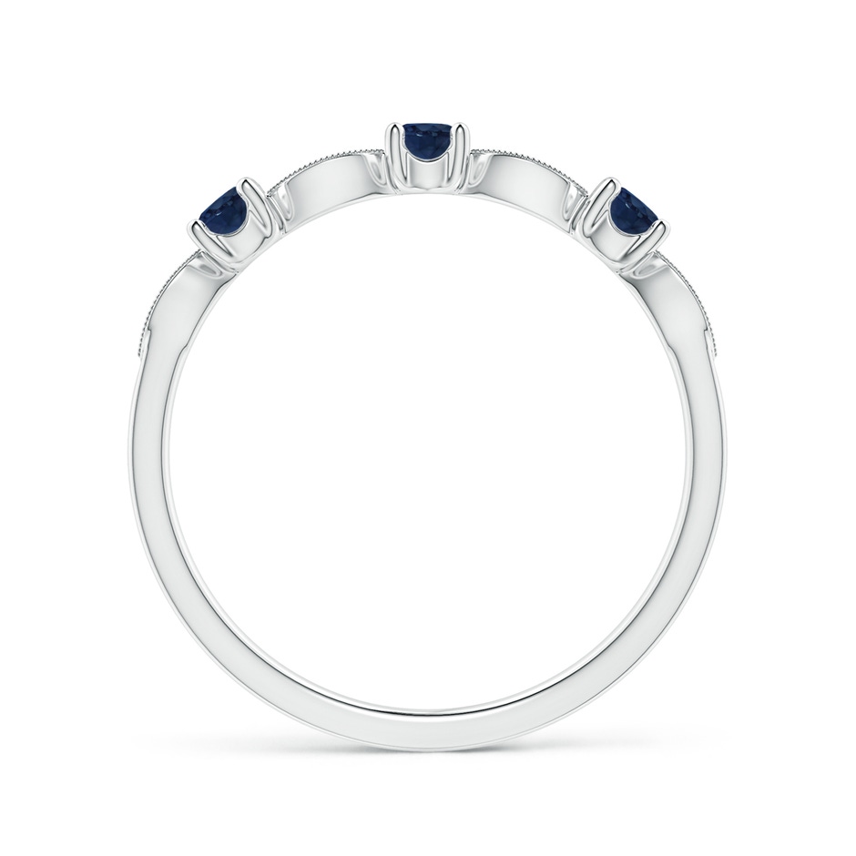 2.7mm AA Blue Sapphire & Diamond Marquise and Dot Ring in S999 Silver side 199