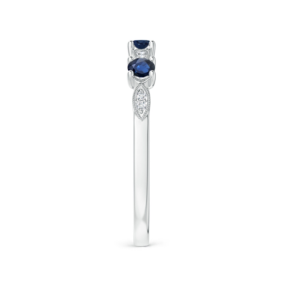 2.7mm AA Blue Sapphire & Diamond Marquise and Dot Ring in S999 Silver side 299