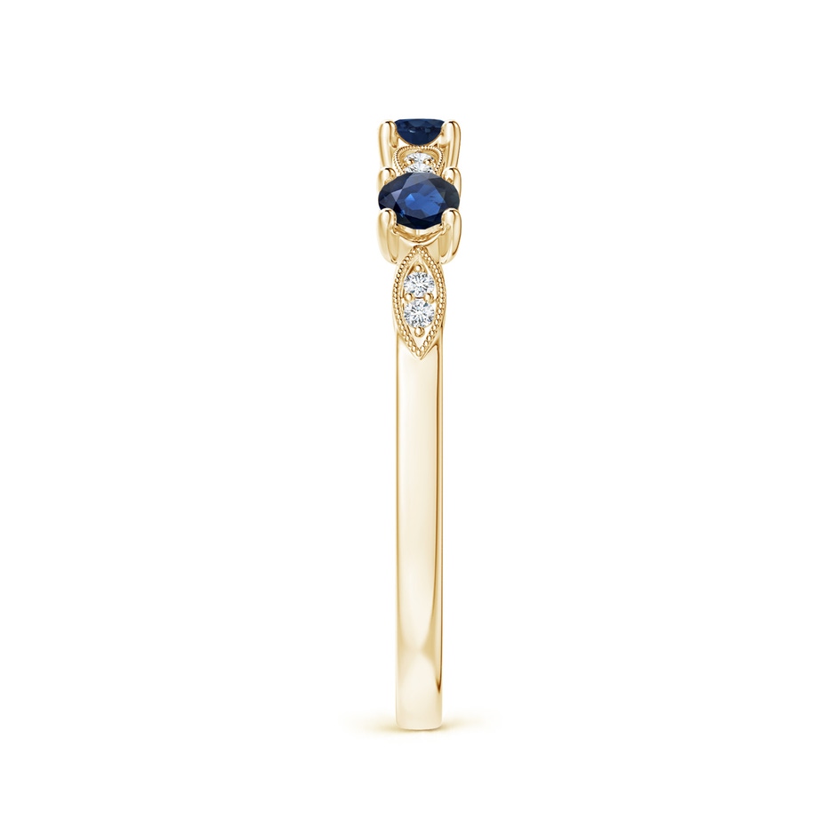 2.7mm AA Blue Sapphire & Diamond Marquise and Dot Ring in Yellow Gold side 299