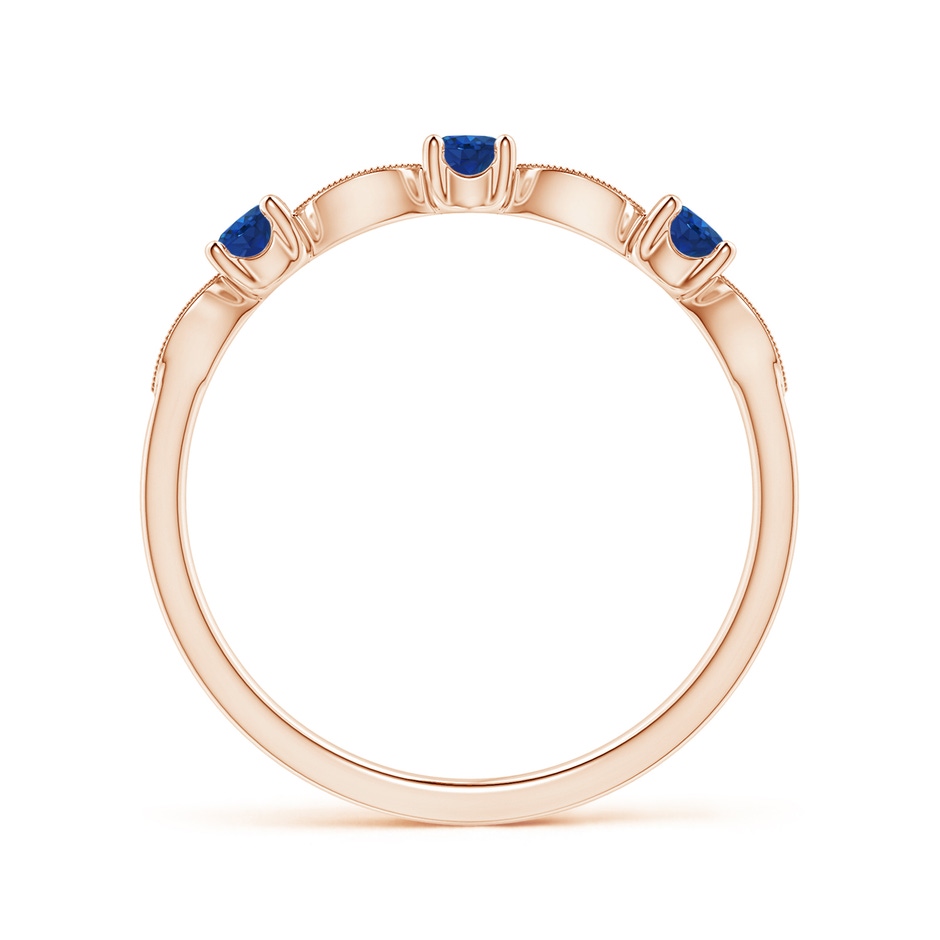 2.7mm AAA Blue Sapphire & Diamond Marquise and Dot Ring in Rose Gold side 199