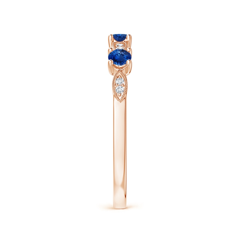 2.7mm AAA Blue Sapphire & Diamond Marquise and Dot Ring in Rose Gold side 299