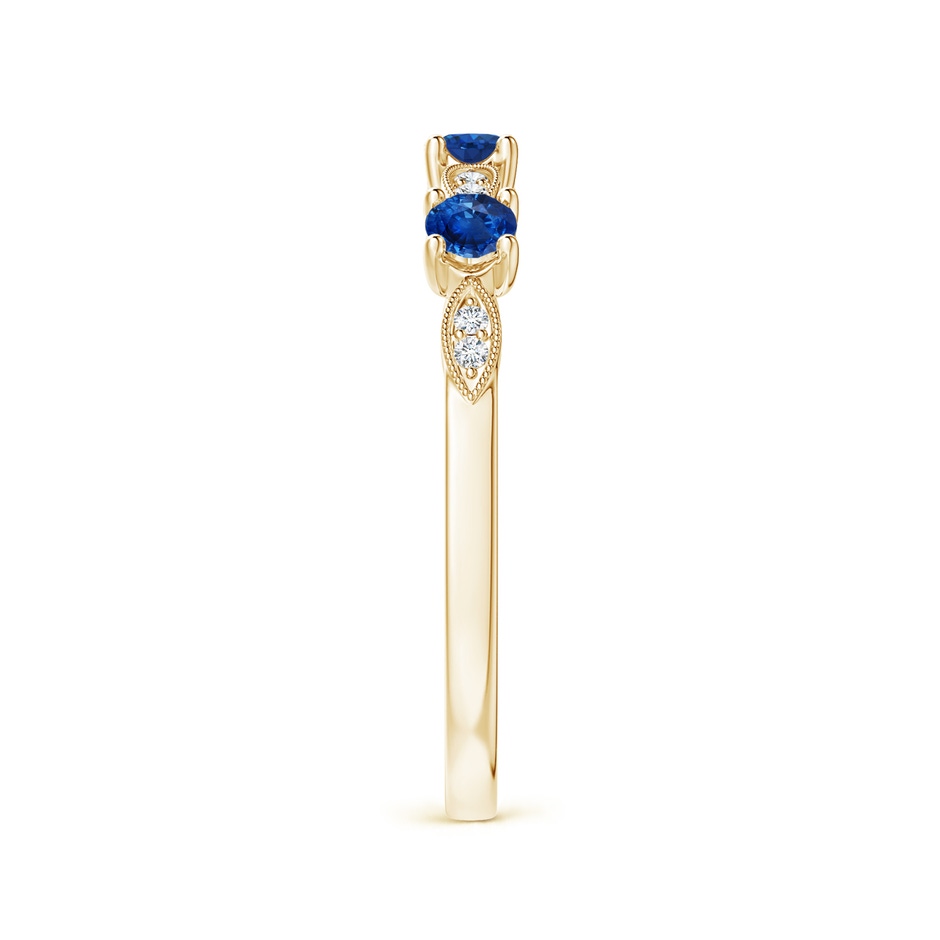 2.7mm AAA Blue Sapphire & Diamond Marquise and Dot Ring in Yellow Gold side 299