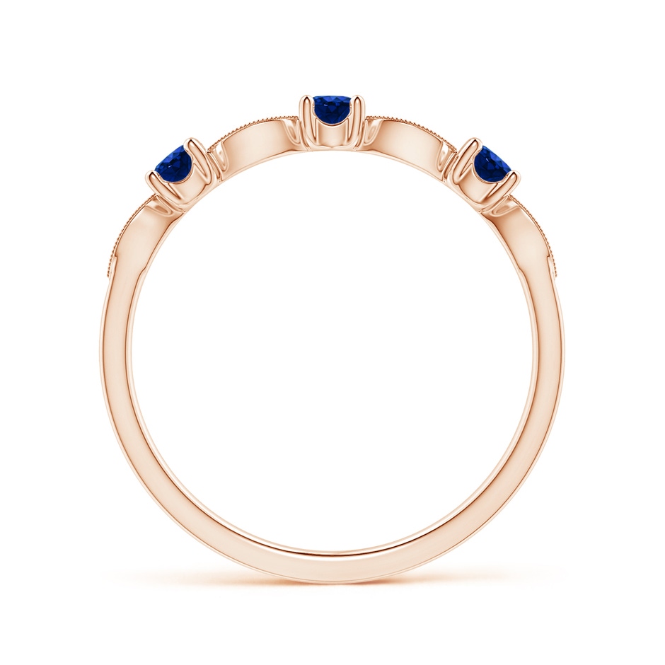 2.7mm AAAA Blue Sapphire & Diamond Marquise and Dot Ring in Rose Gold side 199