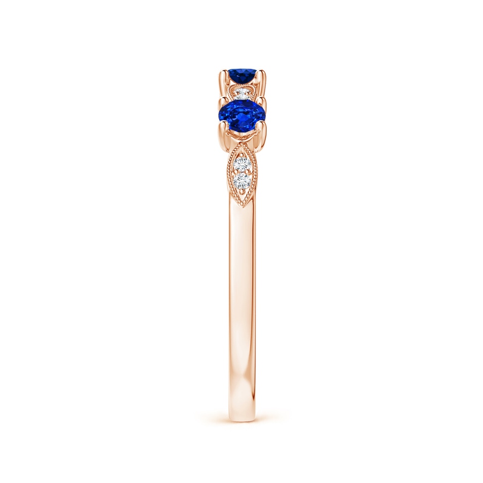 2.7mm AAAA Blue Sapphire & Diamond Marquise and Dot Ring in Rose Gold side 299