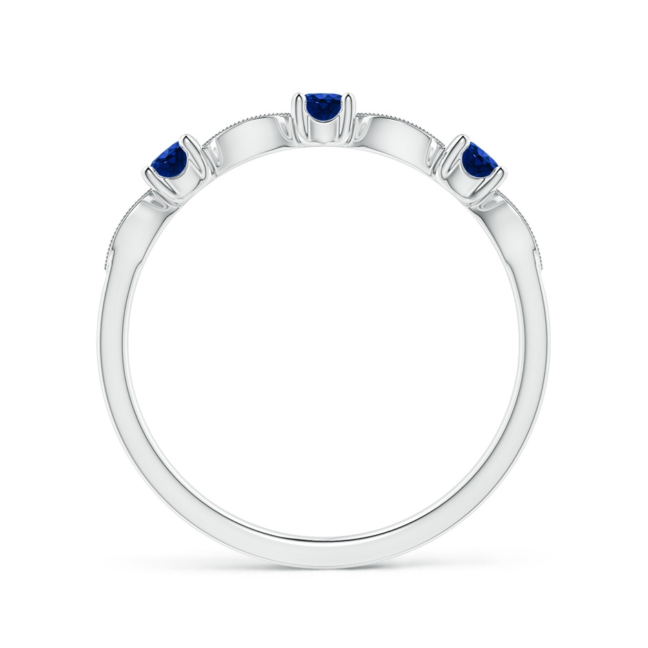 2.7mm AAAA Blue Sapphire & Diamond Marquise and Dot Ring in White Gold side 199