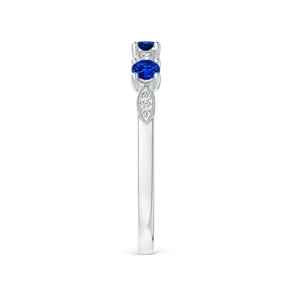 2.7mm AAAA Blue Sapphire & Diamond Marquise and Dot Ring in White Gold side 299