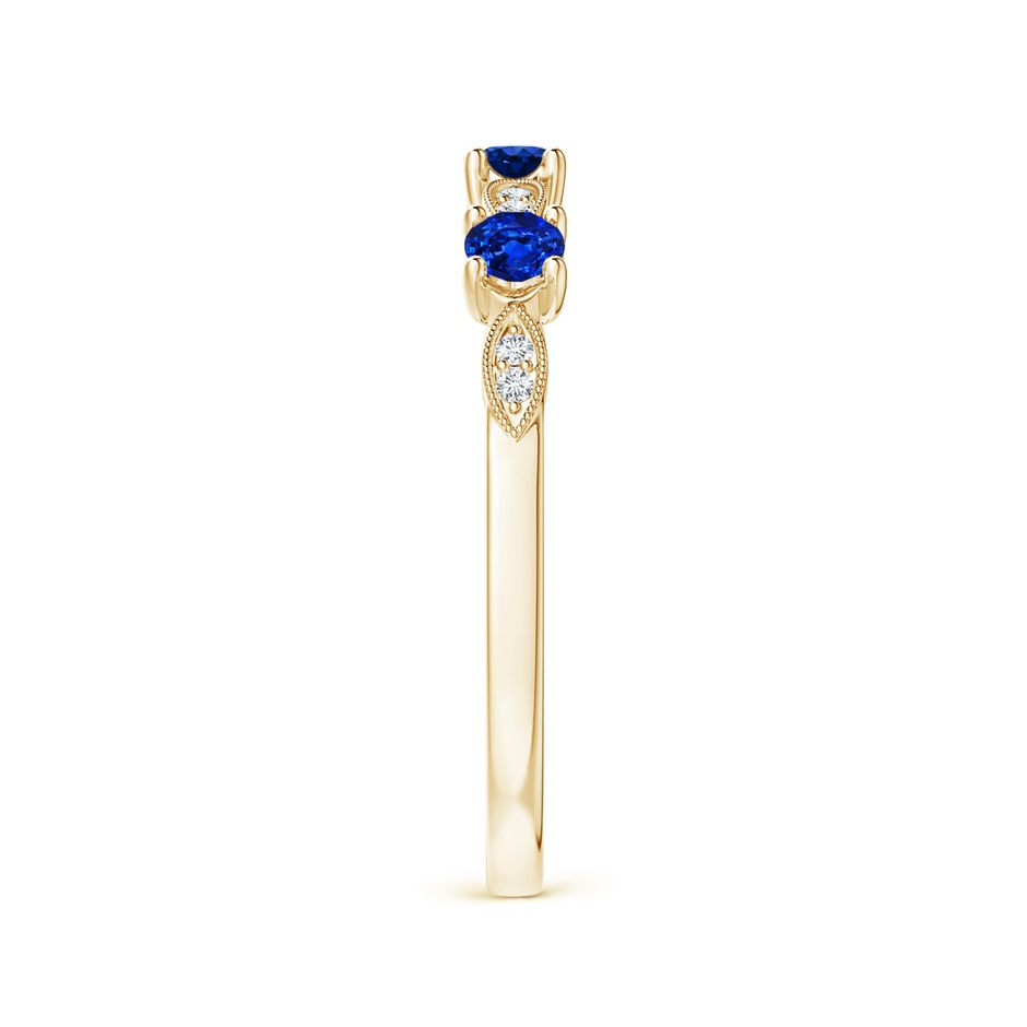 2.7mm AAAA Blue Sapphire & Diamond Marquise and Dot Ring in Yellow Gold side 299