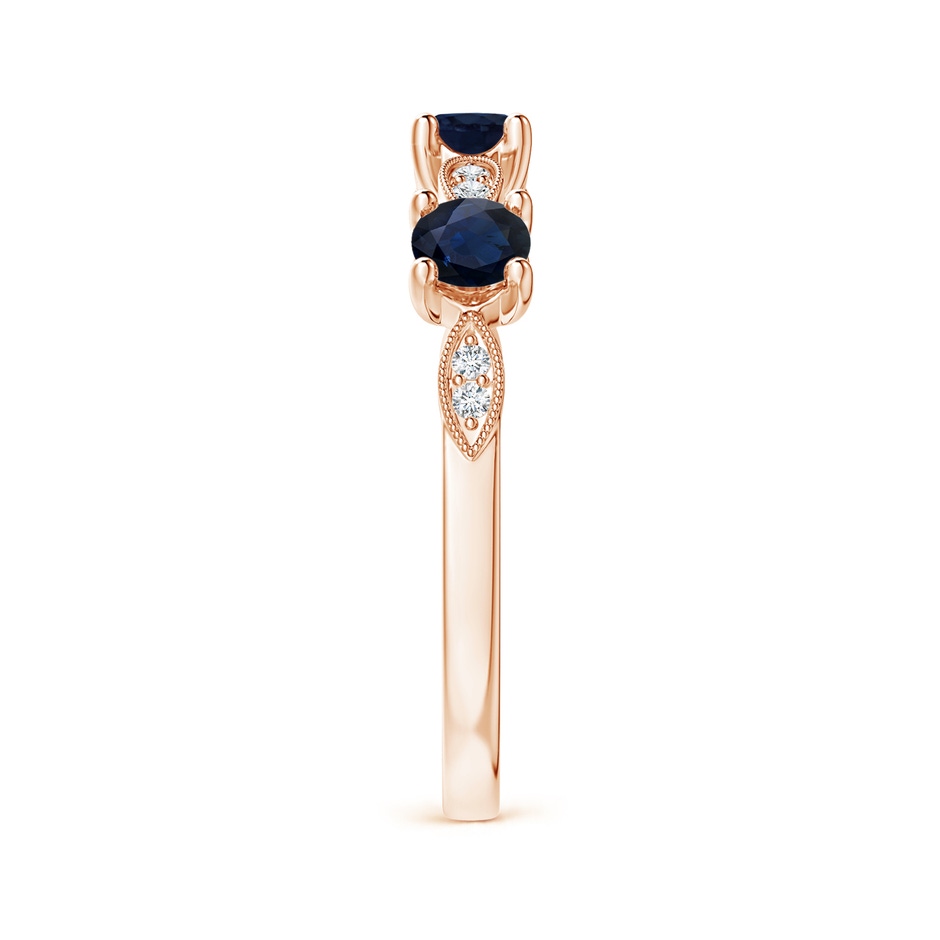 3.5mm A Blue Sapphire & Diamond Marquise and Dot Ring in 18K Rose Gold side 299