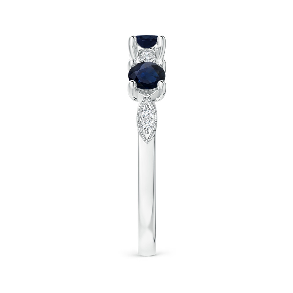 3.5mm A Blue Sapphire & Diamond Marquise and Dot Ring in 18K White Gold side 299