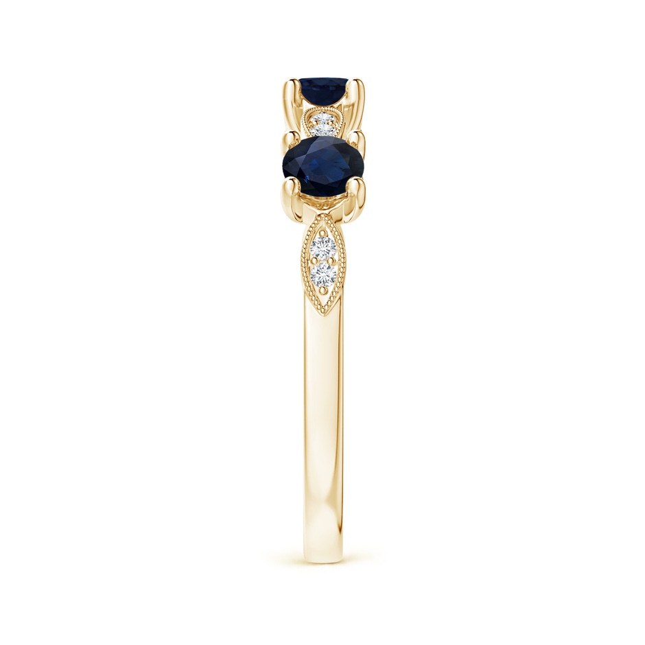 3.5mm A Blue Sapphire & Diamond Marquise and Dot Ring in 18K Yellow Gold side 299