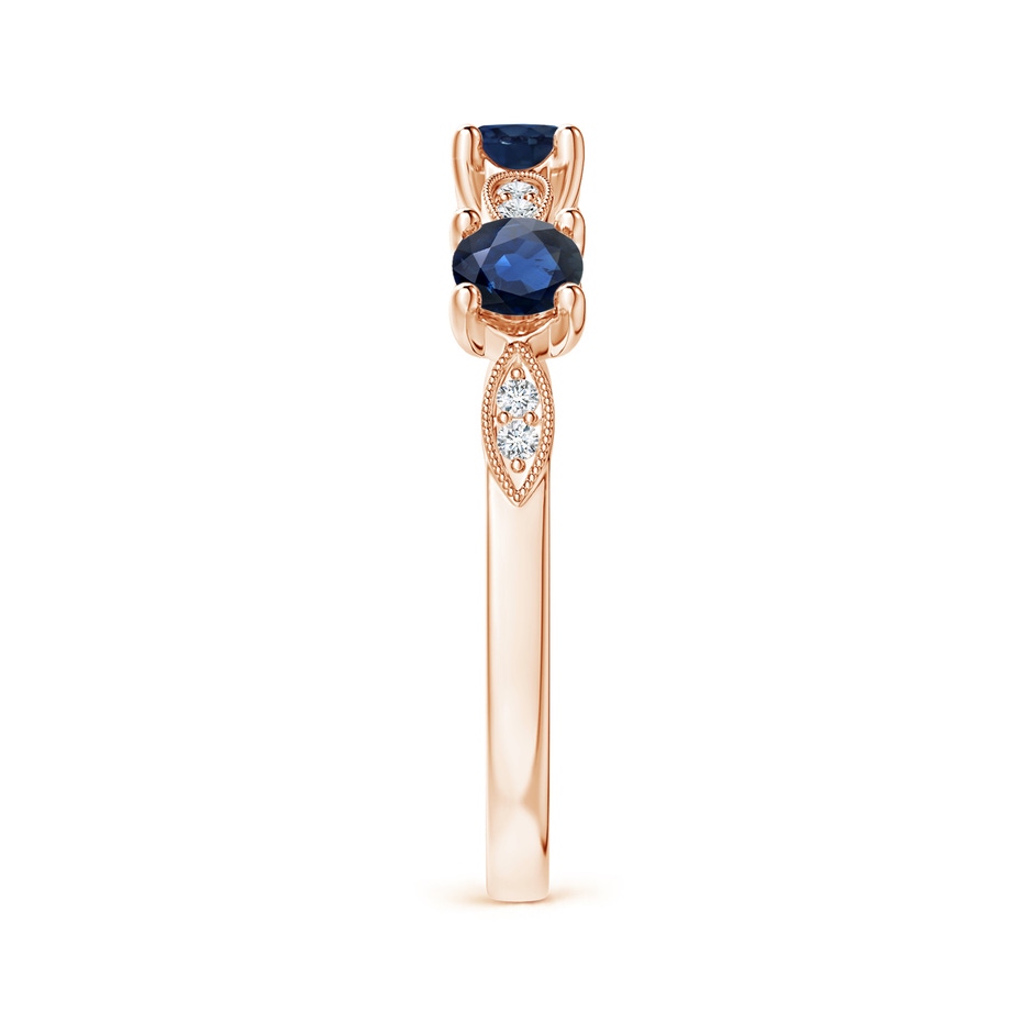 3.5mm AA Blue Sapphire & Diamond Marquise and Dot Ring in 18K Rose Gold side 299