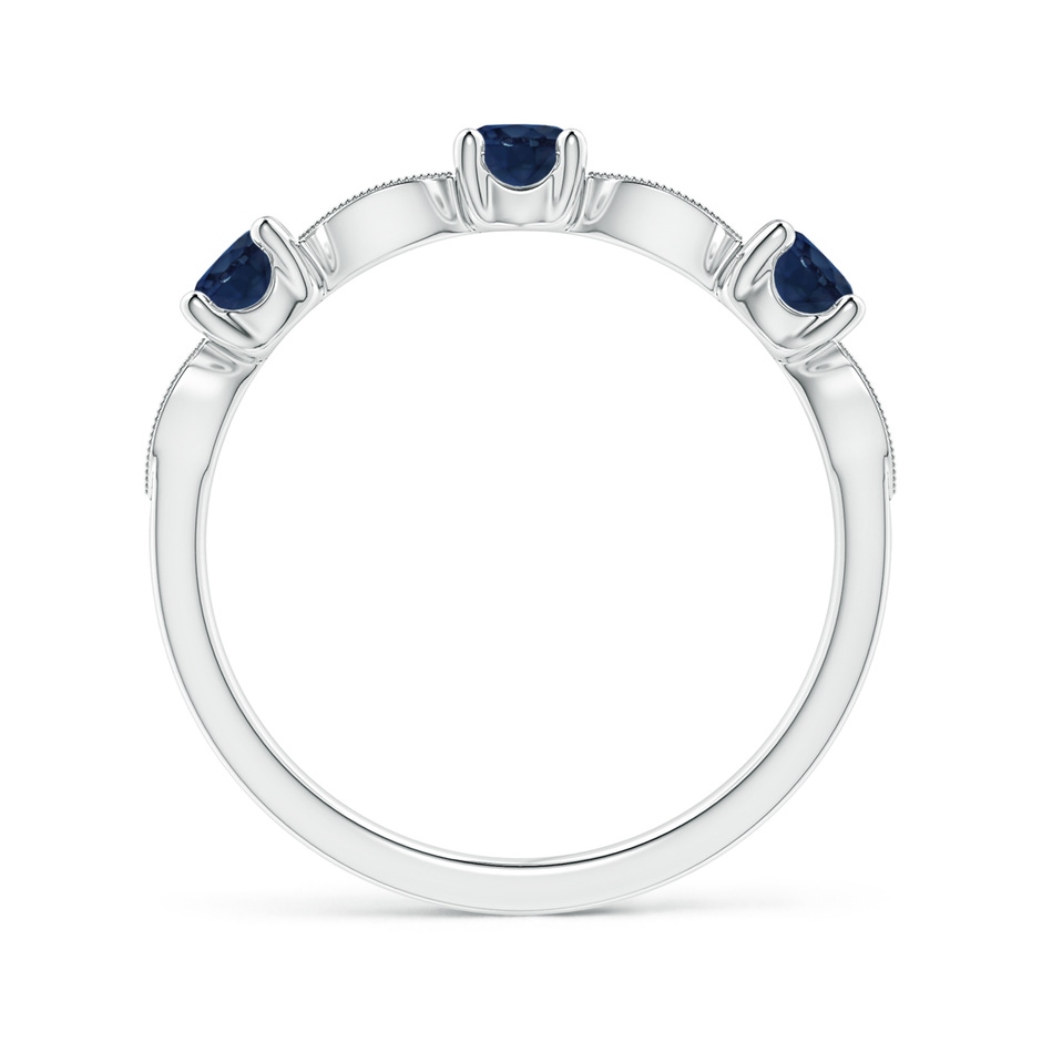 3.5mm AA Blue Sapphire & Diamond Marquise and Dot Ring in S999 Silver side 199