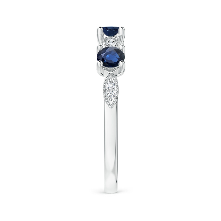 3.5mm AA Blue Sapphire & Diamond Marquise and Dot Ring in S999 Silver side 299