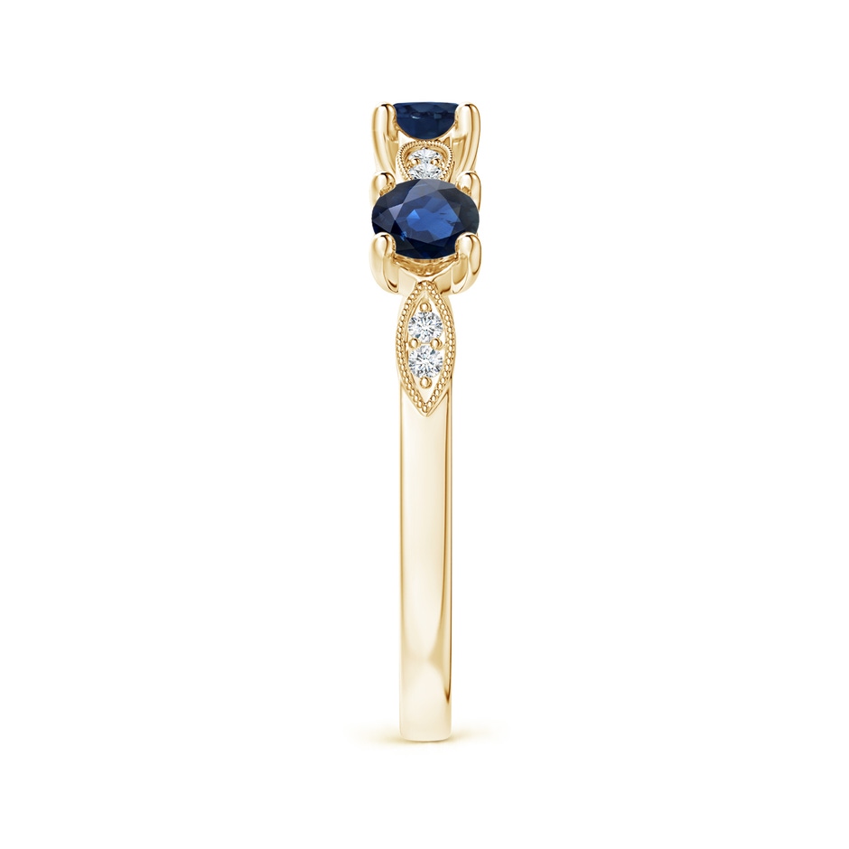 3.5mm AA Blue Sapphire & Diamond Marquise and Dot Ring in Yellow Gold side 299