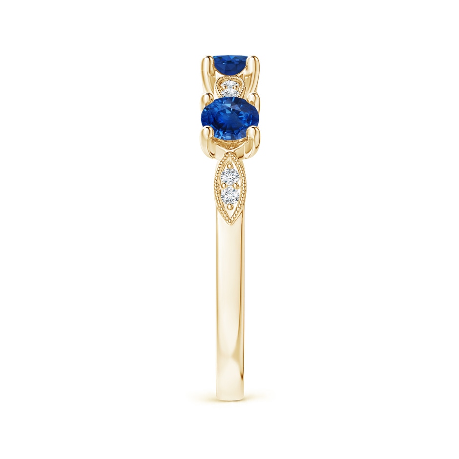 3.5mm AAA Blue Sapphire & Diamond Marquise and Dot Ring in 18K Yellow Gold side 299