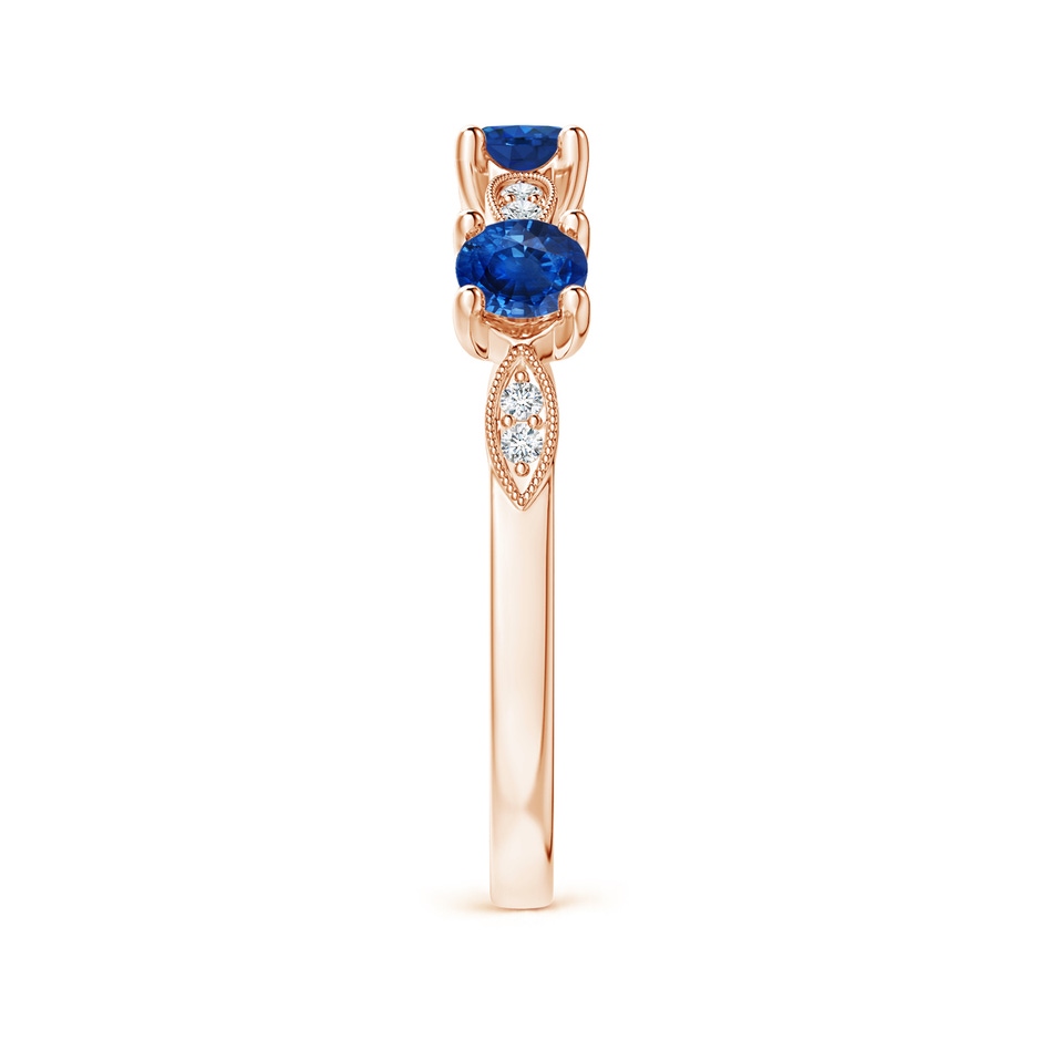 3.5mm AAA Blue Sapphire & Diamond Marquise and Dot Ring in Rose Gold side 299