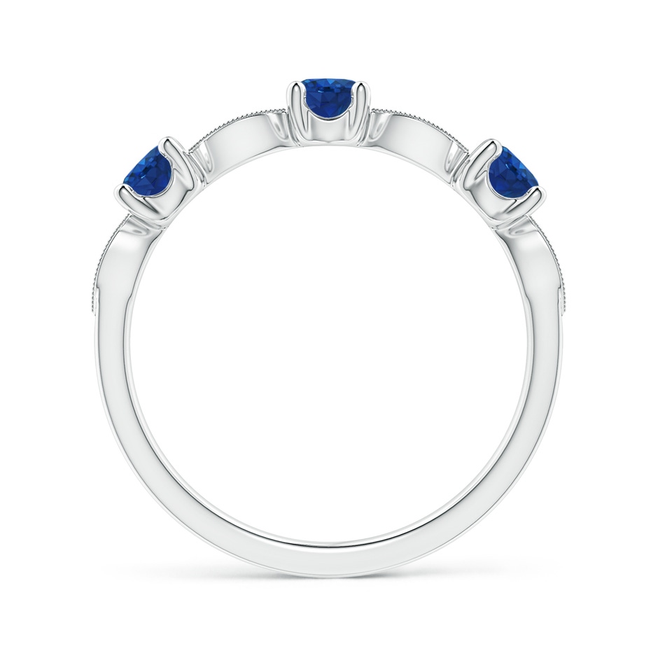 3.5mm AAA Blue Sapphire & Diamond Marquise and Dot Ring in S999 Silver side 199
