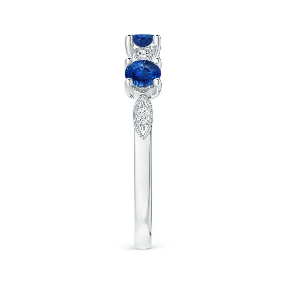 3.5mm AAA Blue Sapphire & Diamond Marquise and Dot Ring in White Gold side 299