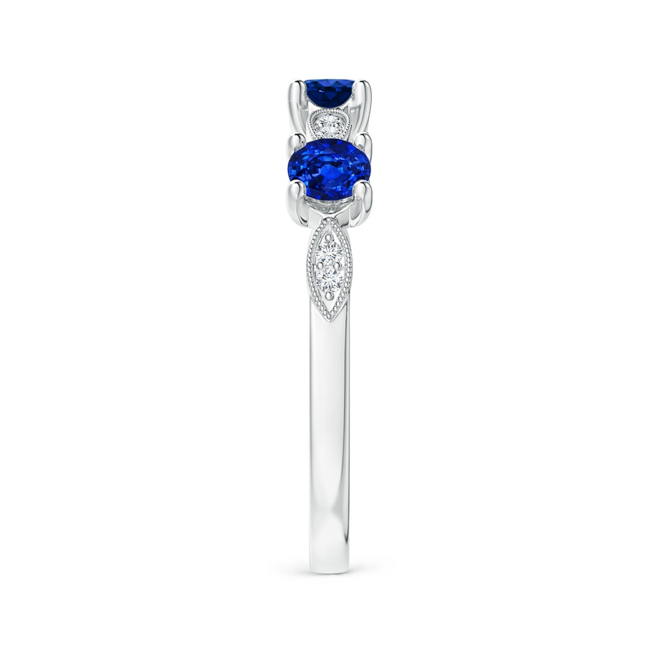 3.5mm AAAA Blue Sapphire & Diamond Marquise and Dot Ring in 18K White Gold side 299