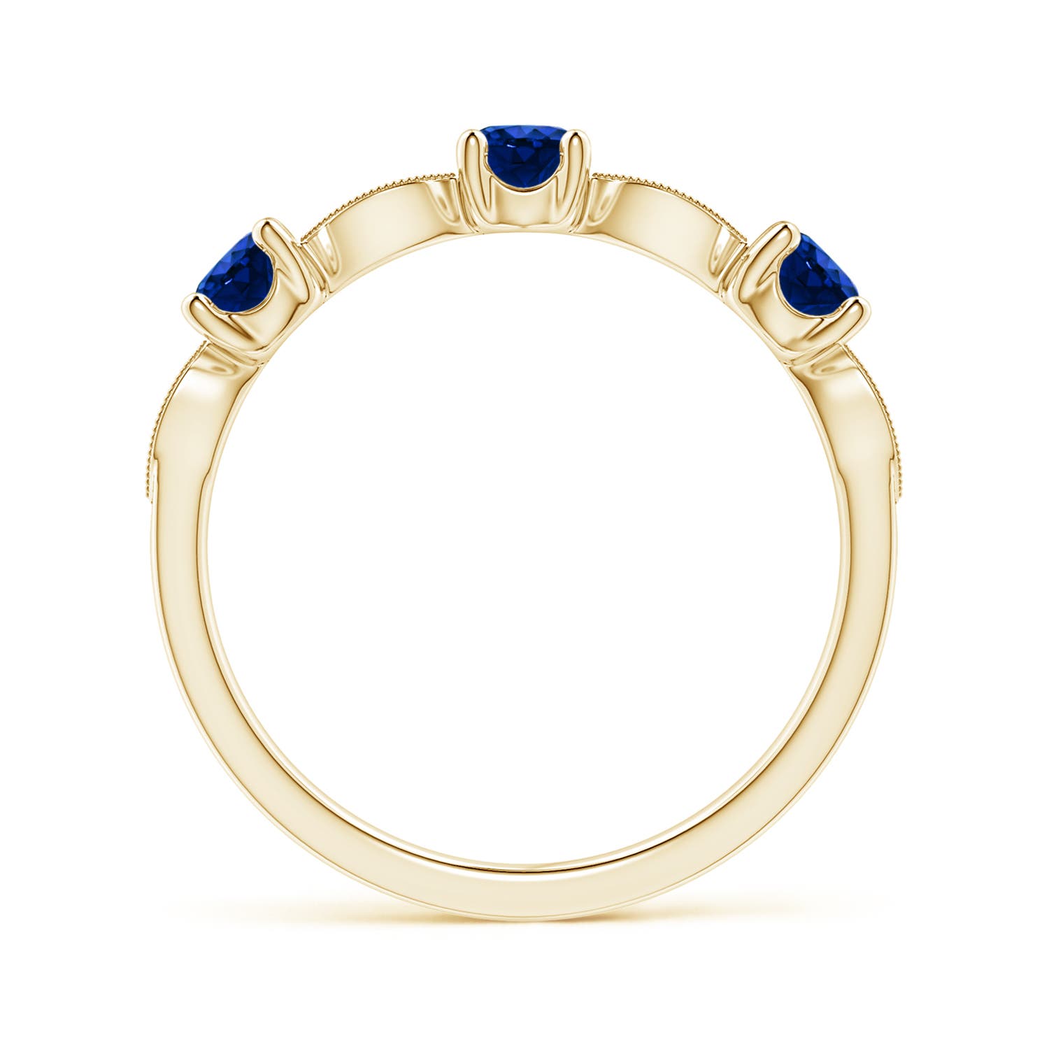 3.5mm AAAA Blue Sapphire & Diamond Marquise and Dot Ring in 18CT Yellow Gold - side 3