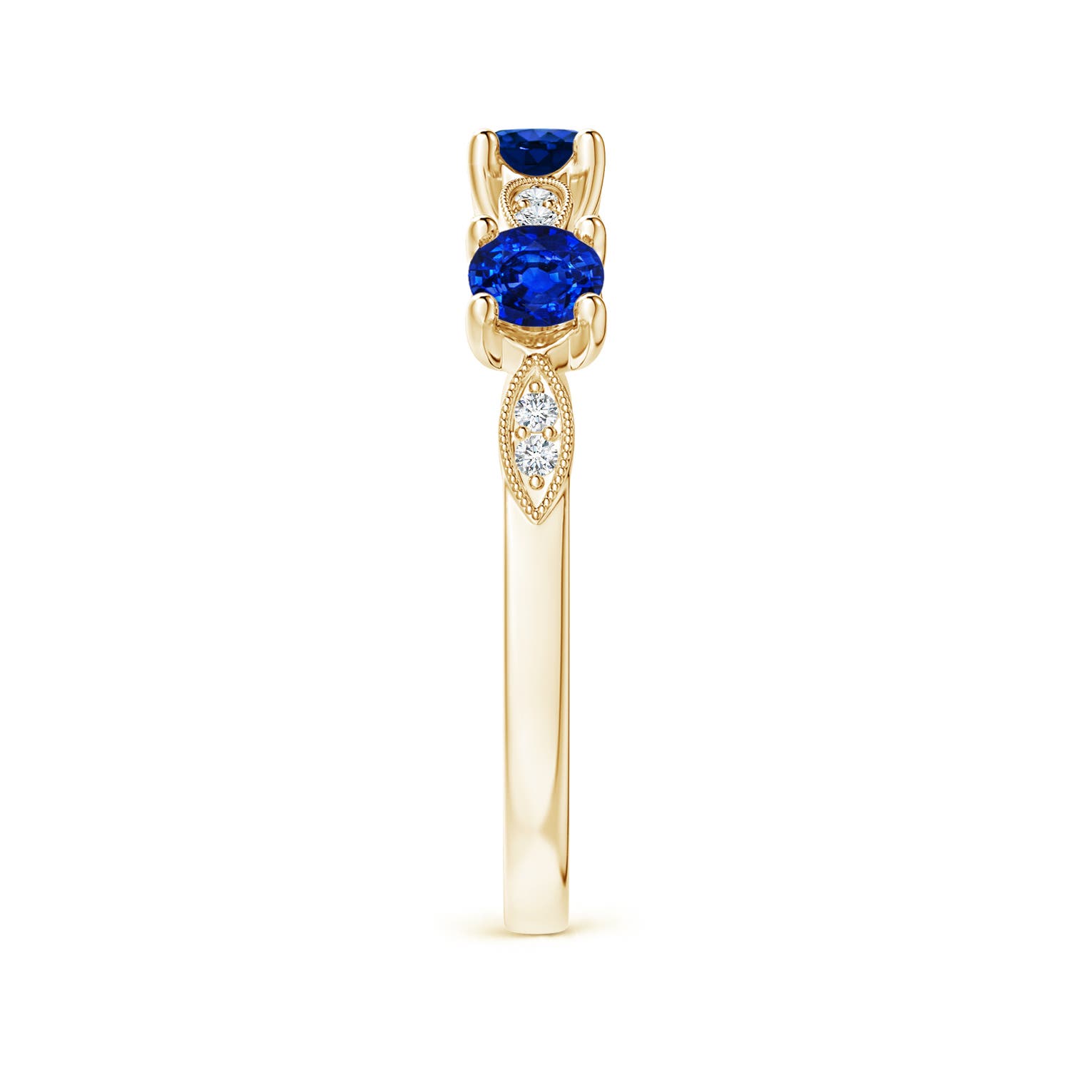 3.5mm AAAA Blue Sapphire & Diamond Marquise and Dot Ring in 18CT Yellow Gold - side 5
