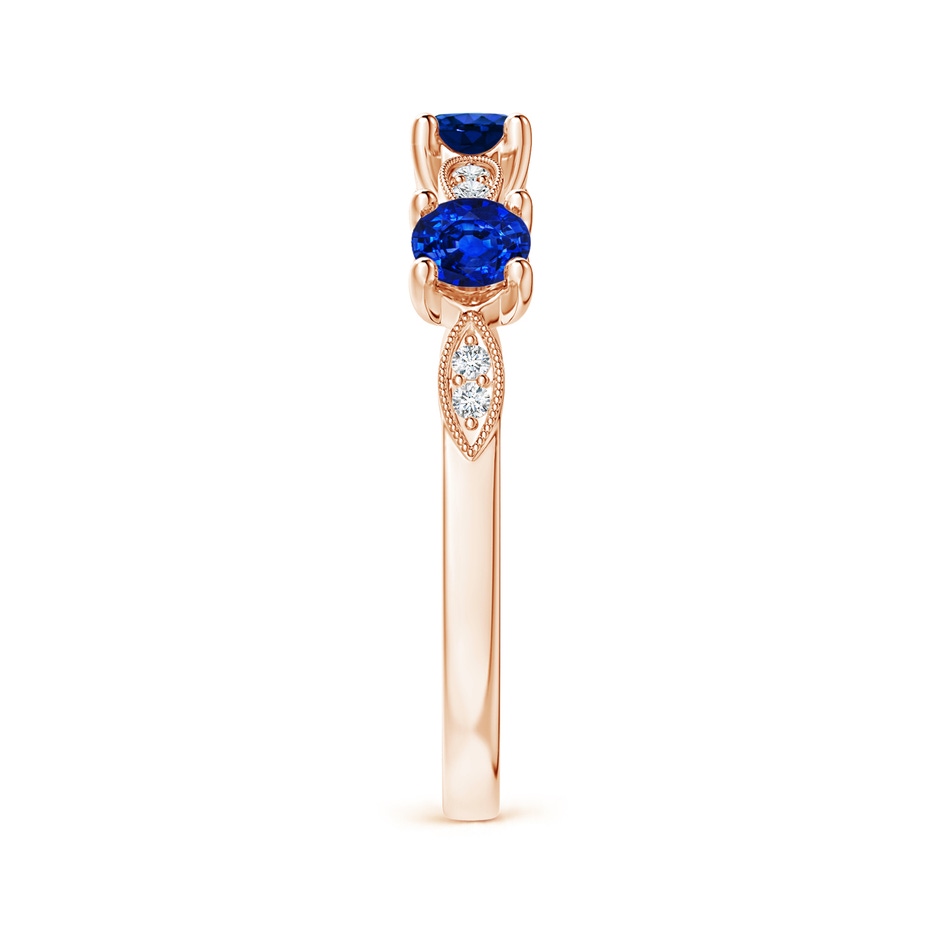 3.5mm AAAA Blue Sapphire & Diamond Marquise and Dot Ring in Rose Gold side 299