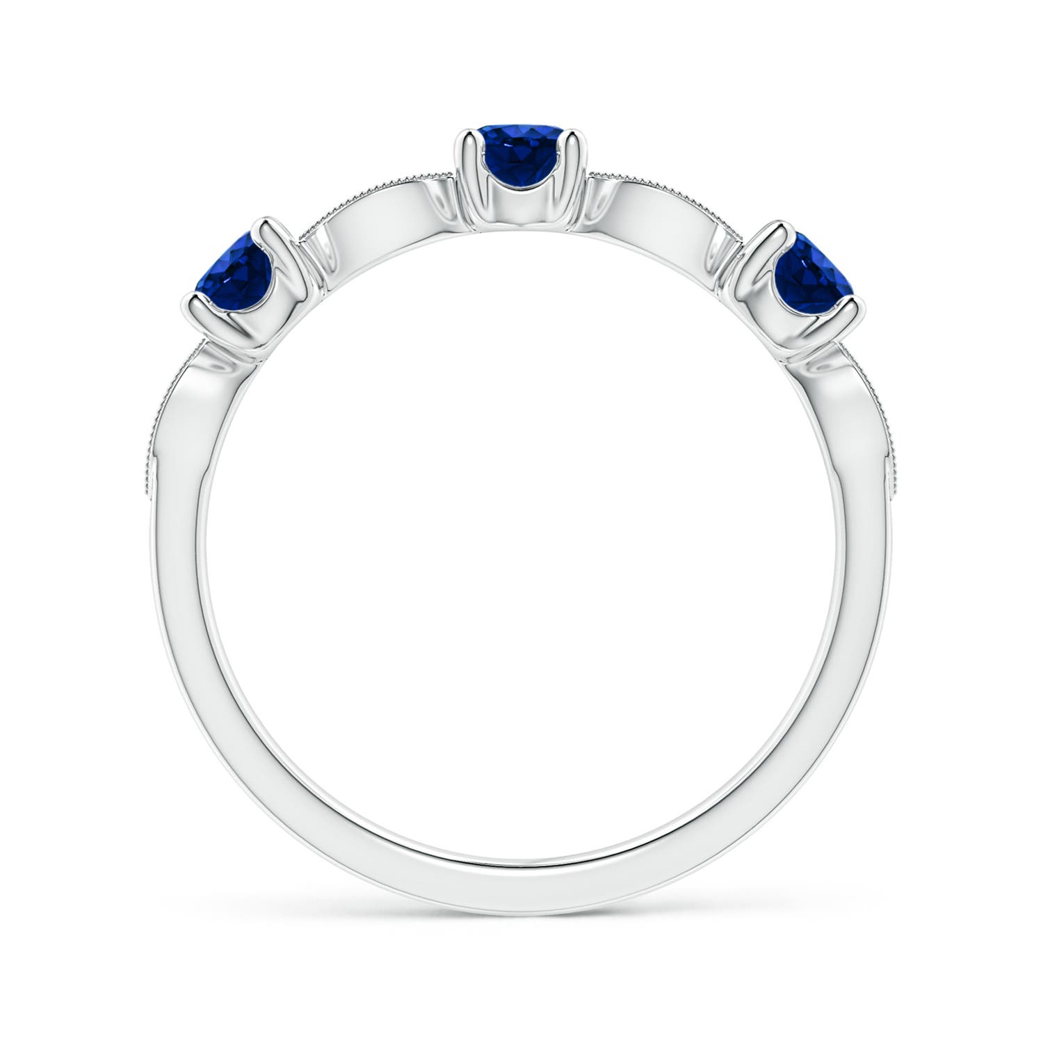 3.5mm AAAA Blue Sapphire & Diamond Marquise and Dot Ring in White Gold