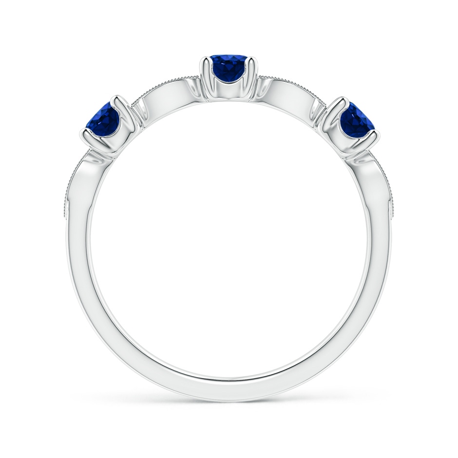 3.5mm AAAA Blue Sapphire & Diamond Marquise and Dot Ring in White Gold side 199