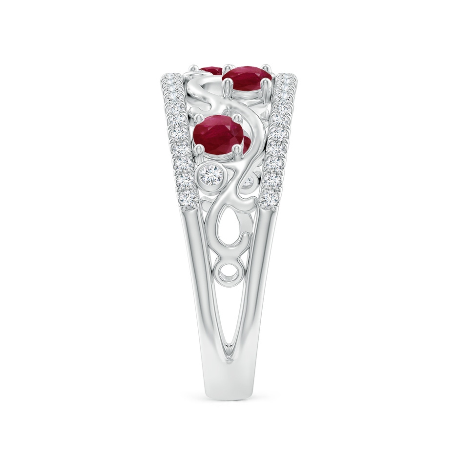 3mm A Nature Inspired Round Ruby & Diamond Filigree Ring in 18K White Gold side 299
