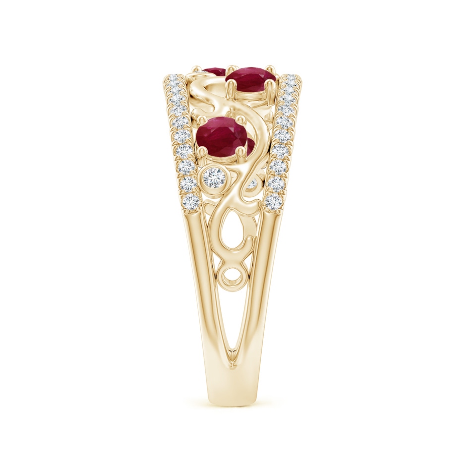 3mm A Nature Inspired Round Ruby & Diamond Filigree Ring in 18K Yellow Gold side 299