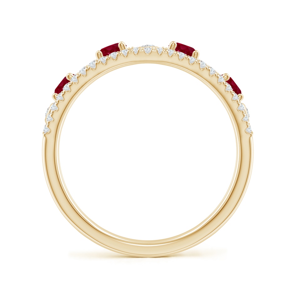 3mm AA Nature Inspired Round Ruby & Diamond Filigree Ring in Yellow Gold side 199