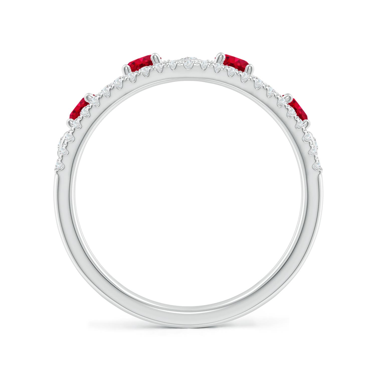 3mm AAA Nature Inspired Round Ruby & Diamond Filigree Ring in White Gold