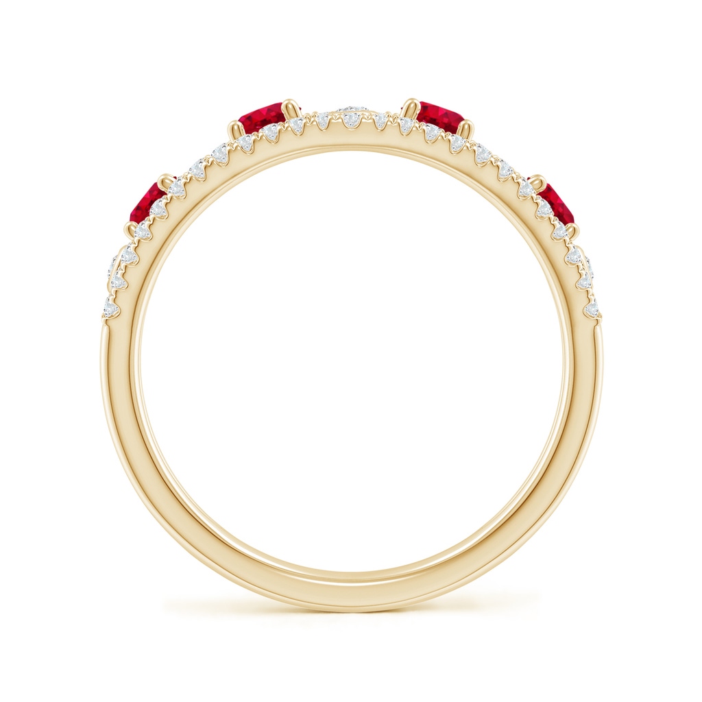 3mm AAA Nature Inspired Round Ruby & Diamond Filigree Ring in Yellow Gold - side 199