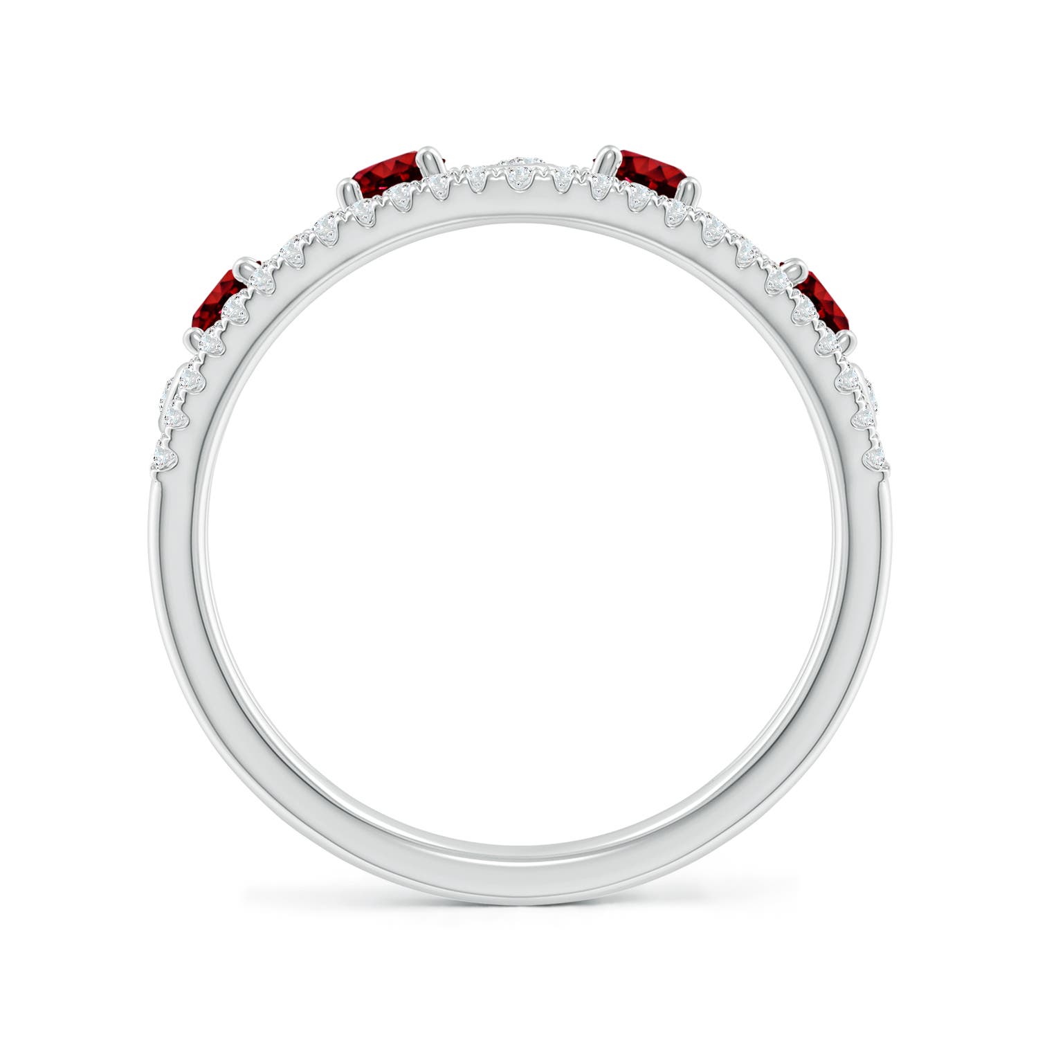 3mm AAAA Nature Inspired Round Ruby & Diamond Filigree Ring in White Gold