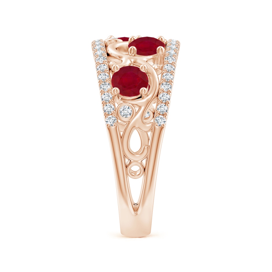 4mm AA Nature Inspired Round Ruby & Diamond Filigree Ring in 18K Rose Gold side 299