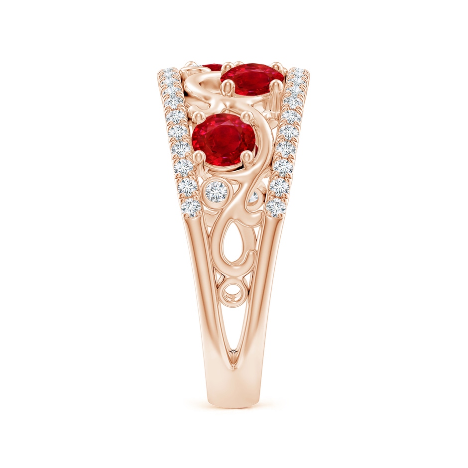 4mm AAA Nature Inspired Round Ruby & Diamond Filigree Ring in 18K Rose Gold side 299