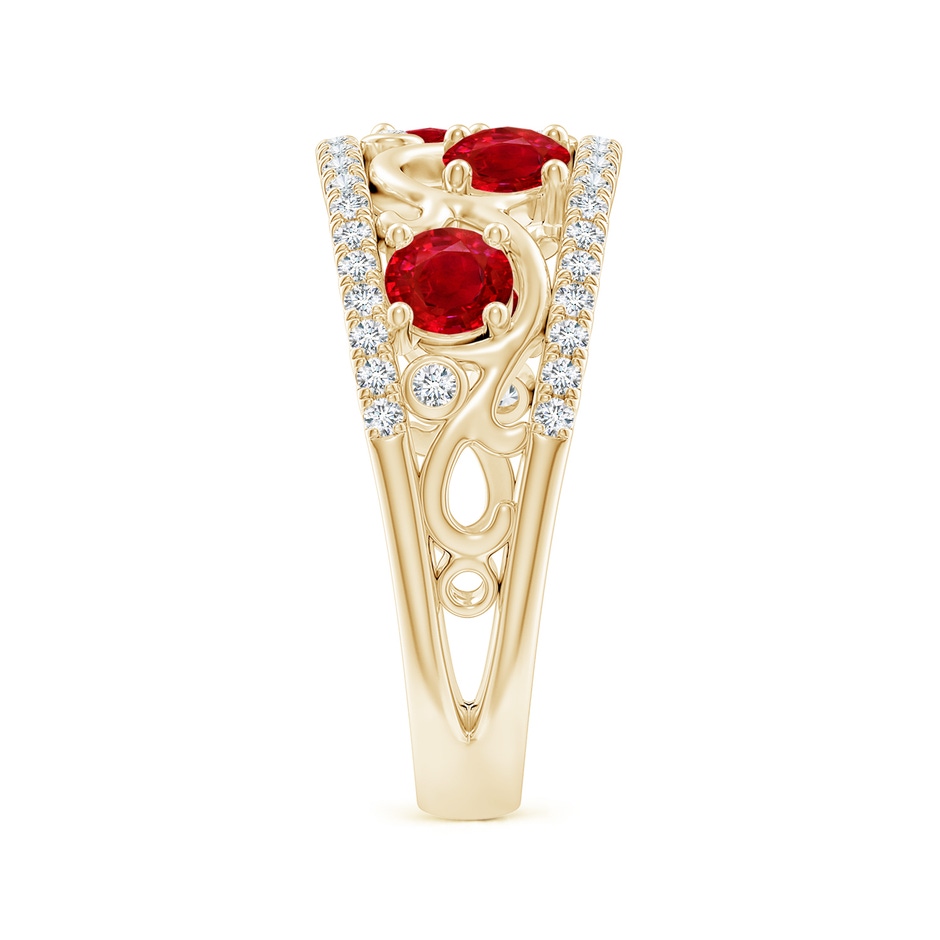 4mm AAA Nature Inspired Round Ruby & Diamond Filigree Ring in 18K Yellow Gold side 299